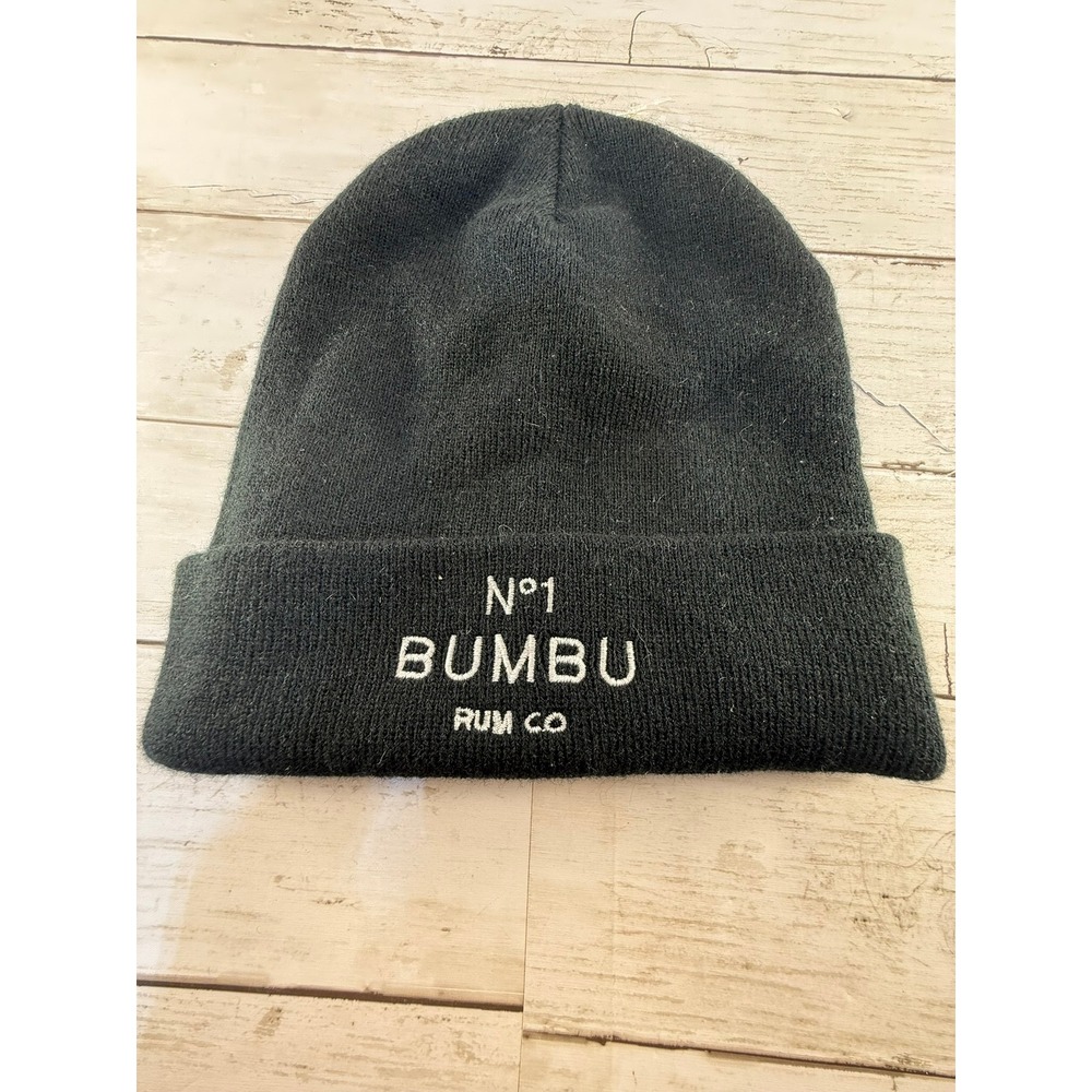 Bumbu Rum Co No 1 Beanie Hat Black Knit Embroidered Cuffed Winter Cap